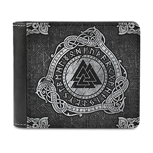 Firelife Wikinger Runen Drache Herren Geldbörse aus PU Leder Geldbeutel Geldtasche Brieftasche Kartenetui Kreditkartenetui Kartenhalter Geldclip Wallet für Männer White One Size von Firelife