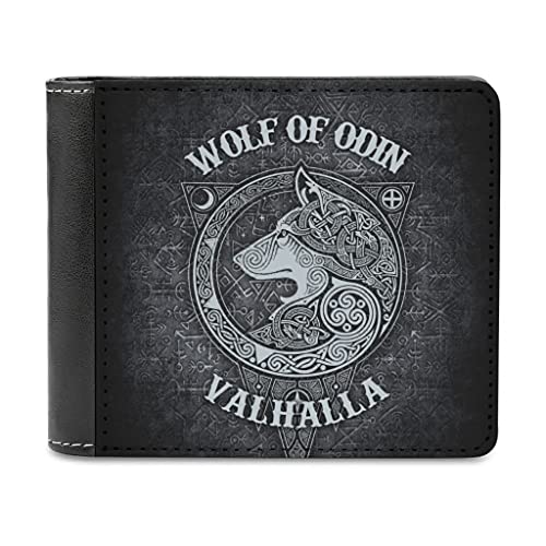 Wikinger Runen Wolf Herren Geldbörsen aus PU Leder Geldbeutel Geldtasche Brieftasche Kartenetui Kreditkartenetui Kartenhalter Geldclip Wallet für Männer White One Size von Firelife
