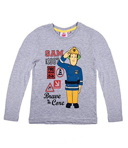 Feuerwehrmann Sam Jungen Langarmshirt - grau - 128 von Fireman Sam
