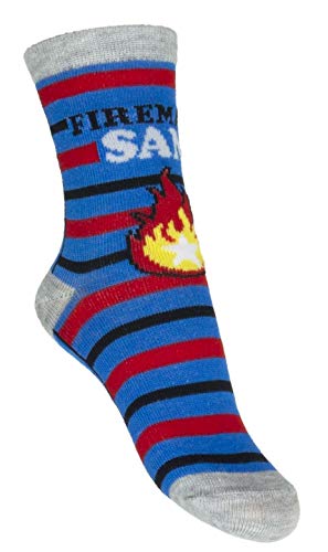 Fireman Sam - Kinder Socken Strümpfe - Größe 23/26 27/30 31/34 Feuerwehrmann Sam (gestreift, FEUER, 23/26) von Fireman Sam