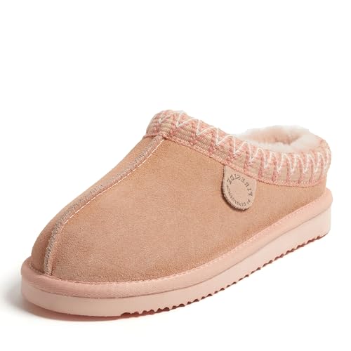 Fireside by Dearfoams Damen Greta Shearling Indoor/Outdoor Clog Slipper, Pfirsich-Staub-Klebeband, 38.5 EU von Fireside by Dearfoams