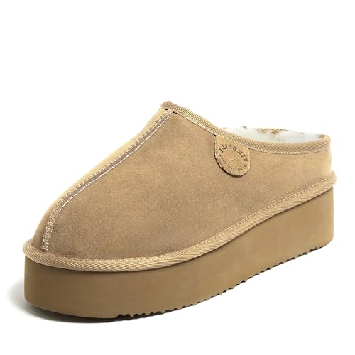 Fireside by Dearfoams Damen Greta Shearling Indoor/Outdoor Clog Slipper, Sandplattform, 36 EU von Fireside by Dearfoams