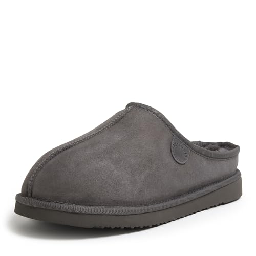 Fireside by Dearfoams Herren Grafton Shearling Indoor/Outdoor Clog Hausschuh, Grau massiv, 43 EU von Fireside by Dearfoams