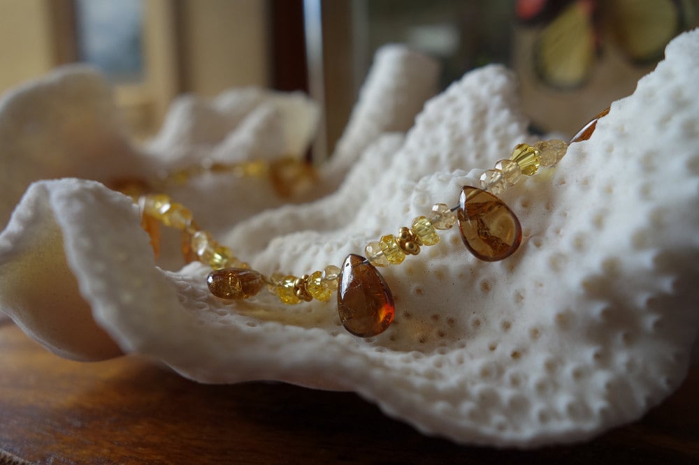 Gold Grossular Granat Tränen Und Gelben Citrin Perlen Halskette Gold Grossular Granat Tränen Und Gelben Citrin Perlen Halskette von Firestarjewels