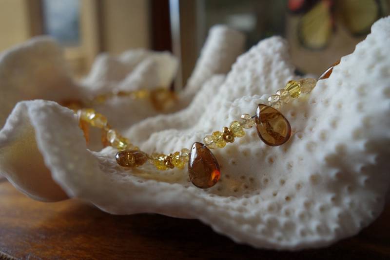Gold Grossular Granat Tränen Und Gelben Citrin Perlen Halskette Gold Grossular Granat Tränen Und Gelben Citrin Perlen Halskette von Firestarjewels