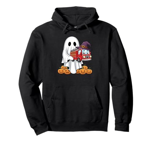 Lustiger Geist Feuerwehrauto Kürbis Halloween Kinder Herren Damen Pullover Hoodie Lustiger Geist Feuerwehrauto Kürbis Halloween Kinder Herren Damen Pullover Hoodie von Firetruck Lovers Cute Halloween Outfits Boy Girl