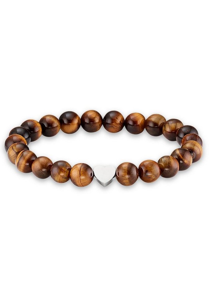 Firetti Armband Schmuck Geschenk Herz Element, Steinarmband, Partnerarmband, Made in Germany - mit Onyx oder Tigerauge von Firetti