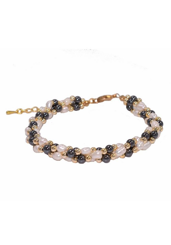 Firetti Armband Schmuck Geschenk Armschmuck Armkette Edelstein Farbstein Hämatit, Made in Germany - mit Hämatit - mit Süßwasserzuchtperle von Firetti