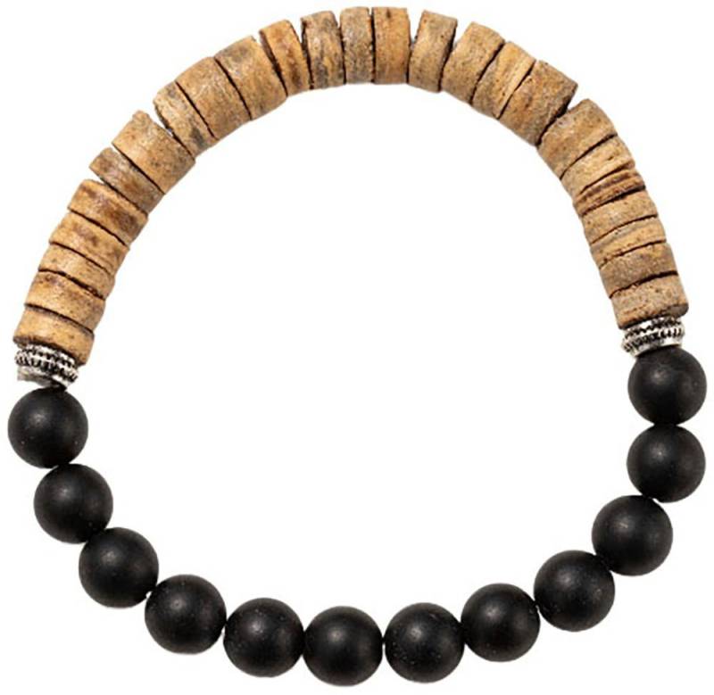 Firetti Armband Schmuck Geschenk Armschmuck Armkette Edelstein Perlen, Made in Germany - mit Onyx, Kokosnuss von Firetti