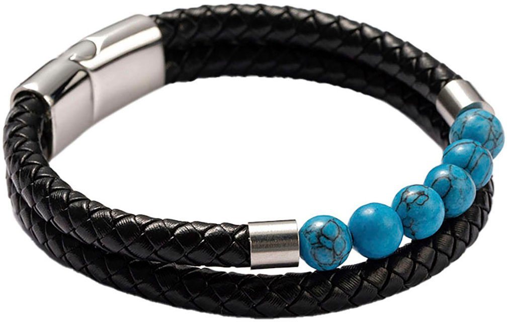 Firetti Armband Schmuck Geschenk Armschmuck Armkette Edelstein Perlen, Onesize, Made in Germany - mit Howlith oder Türkis (beh) von Firetti