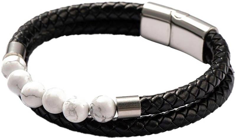 Firetti Armband Schmuck Geschenk Armschmuck Armkette Edelstein Perlen, Onesize, Made in Germany - mit Howlith oder Türkis (beh) von Firetti