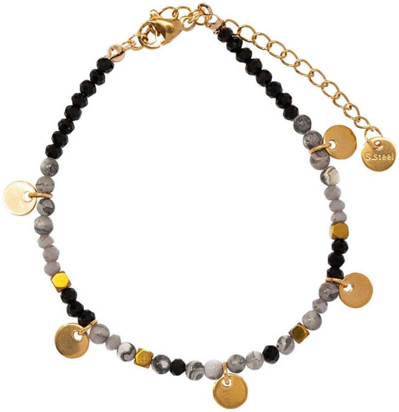 Firetti Armband Schmuck Geschenk Edelstahl Armschmuck Armkette Edelstein Plättchen, Made in Germany - mit Labradorit oder Achat von Firetti