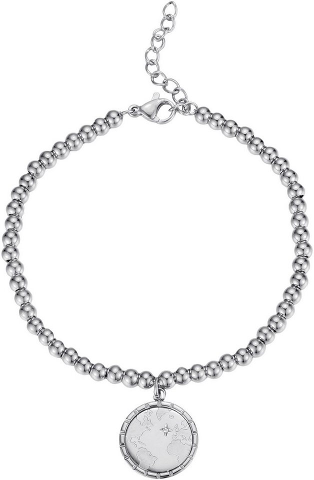 Firetti Armband Schmuck Geschenk Edelstahl Armschmuck Armkette Planet Earth Welt, mit Zirkonia (synth) von Firetti