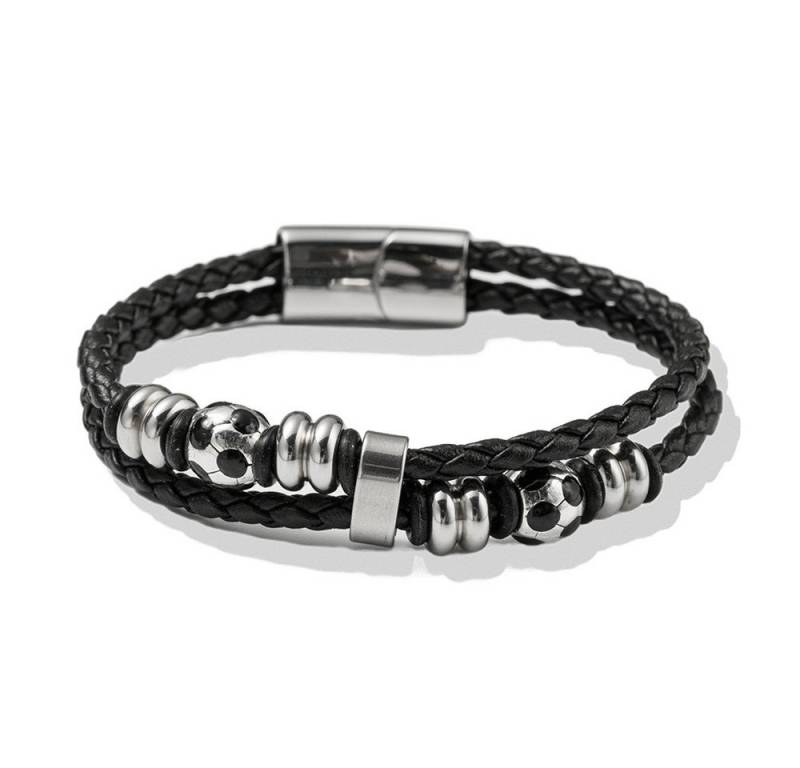 Firetti Armband Schmuck Geschenk Edelstahl Leder Armschmuck Armkette Fußball, Made in Germany von Firetti