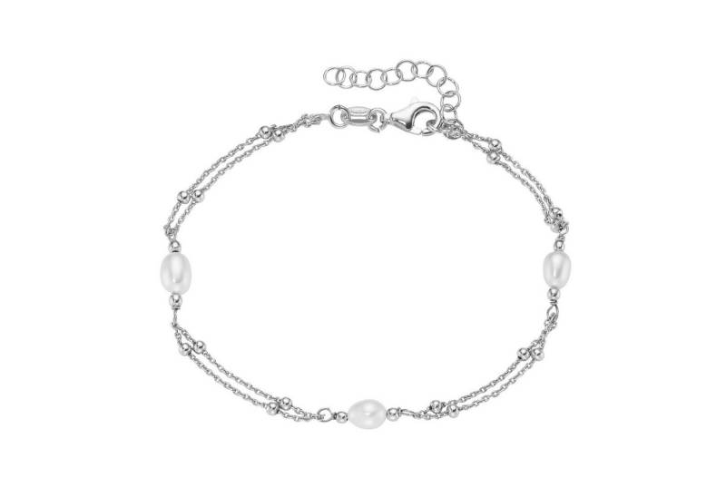 Firetti Armband Schmuck Geschenk Silber 925 Armschmuck Armkette zweireihig Kugeln, mit Süßwasserzuchtperle von Firetti
