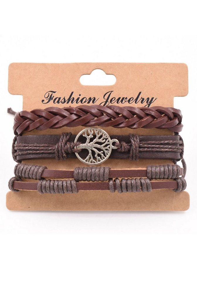 Firetti Armband Set Multipack Schmuck Geschenk Armschmuck Lederarmband Lebensbaum (Set, 3-tlg), Made in Germany von Firetti