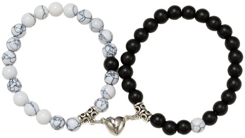 Firetti Armband Set Multipack Geschenk Edelstahl Armschmuck Armkette Edelstein Herz (Set, 2-tlg), Made in Germany - mit Howlith, Glasstein von Firetti