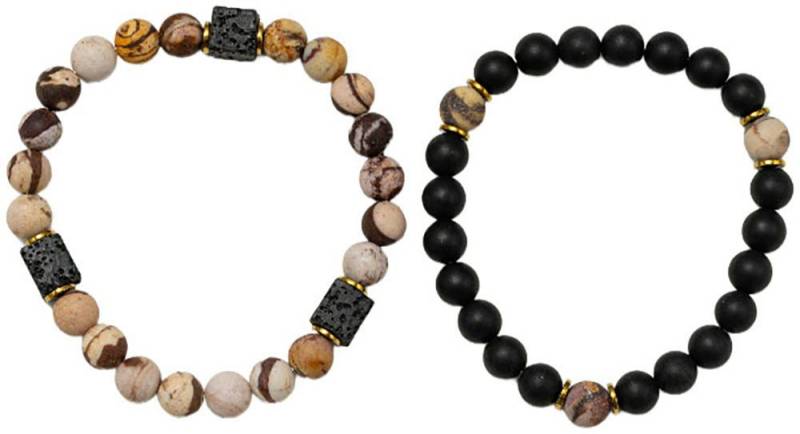 Firetti Armband Set Multipack Schmuck Geschenk Armschmuck Armketten Edelstein (Set, 2-tlg), Made in Germany - mit Jaspis, Lavastein, Onyx von Firetti