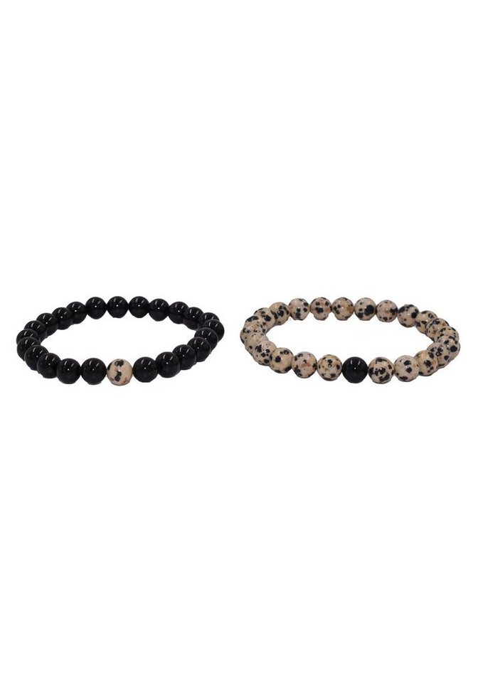 Firetti Armband Set Multipack Schmuck Geschenk Zugarmbänder Steinarmband Edelstein (Set, 2-tlg), Made in Germany - mit Howlith, Türkis oder Dalmatiner Jaspis und Onyx von Firetti