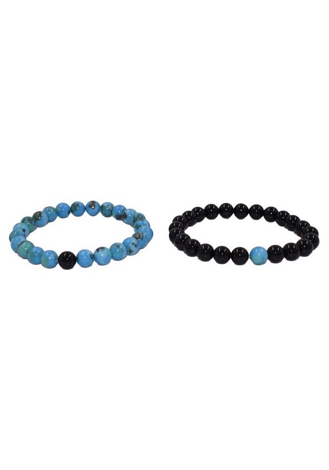 Firetti Armband Set Multipack Schmuck Geschenk Zugarmbänder Steinarmband Edelstein (Set, 2-tlg), Made in Germany - mit Howlith, Türkis oder Dalmatiner Jaspis und Onyx von Firetti