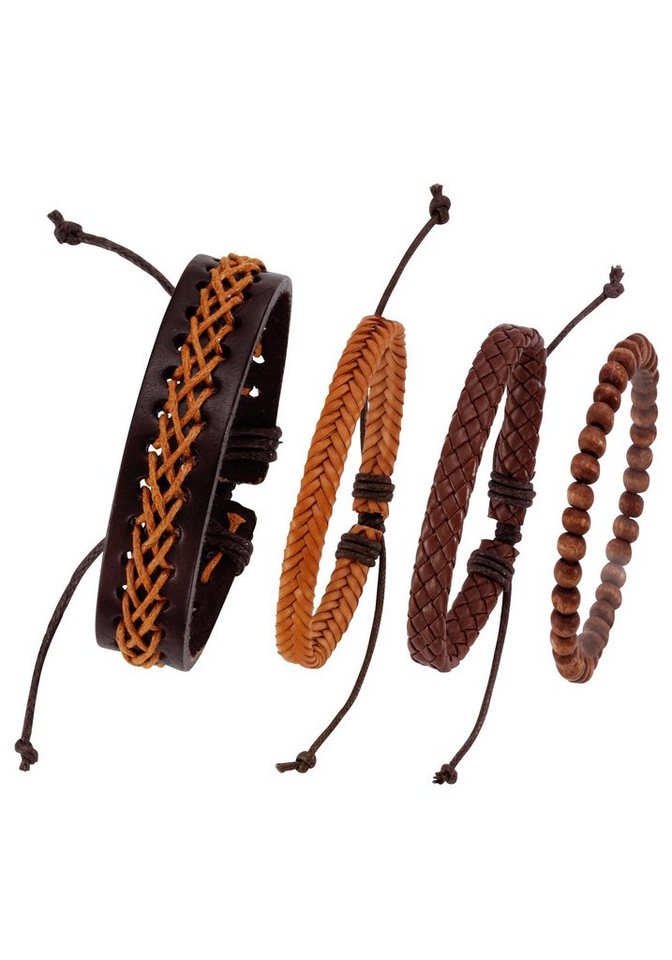 Firetti Armband Set kann auch einzeln getragen werden (Set, 4-tlg), mit Holzperlen von Firetti