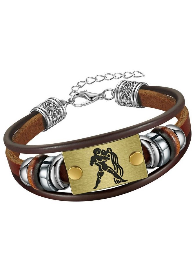 Firetti Armband Schmuck Geschenk Armschmuck Armkette Edelstein Sternzeichen, Made in Germany - mit Hämatit - mit Holzimitat von Firetti
