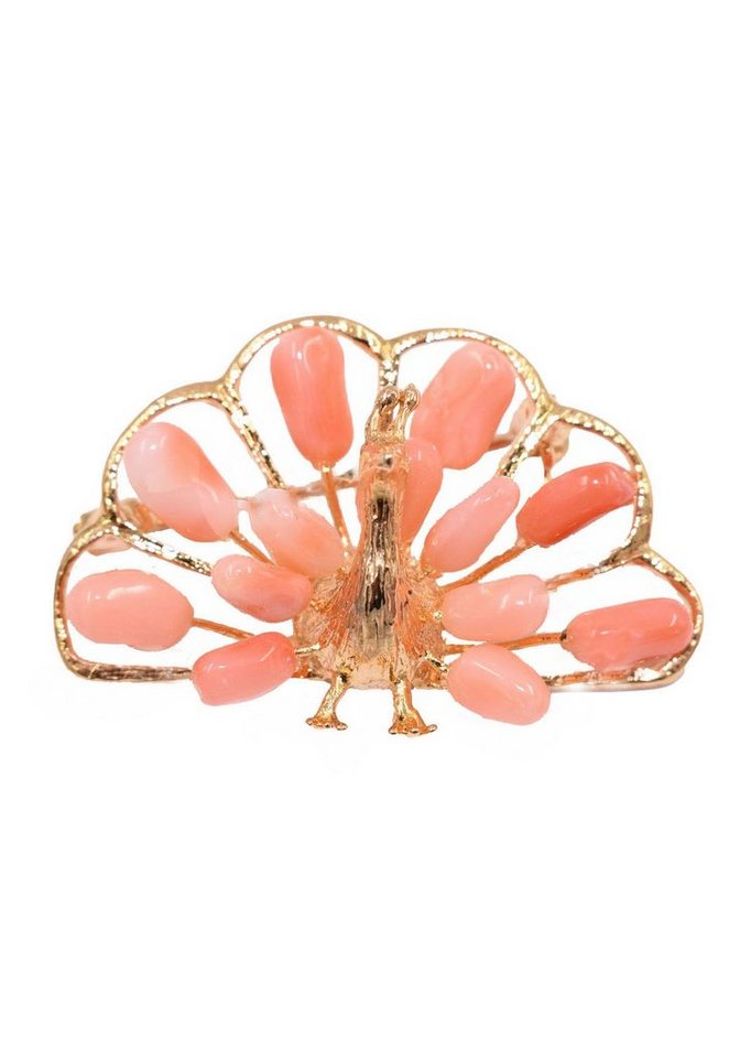 Firetti Brosche Schmuck Geschenk Ansteckschmuck Pfau Koralle, mit Koralle von Firetti