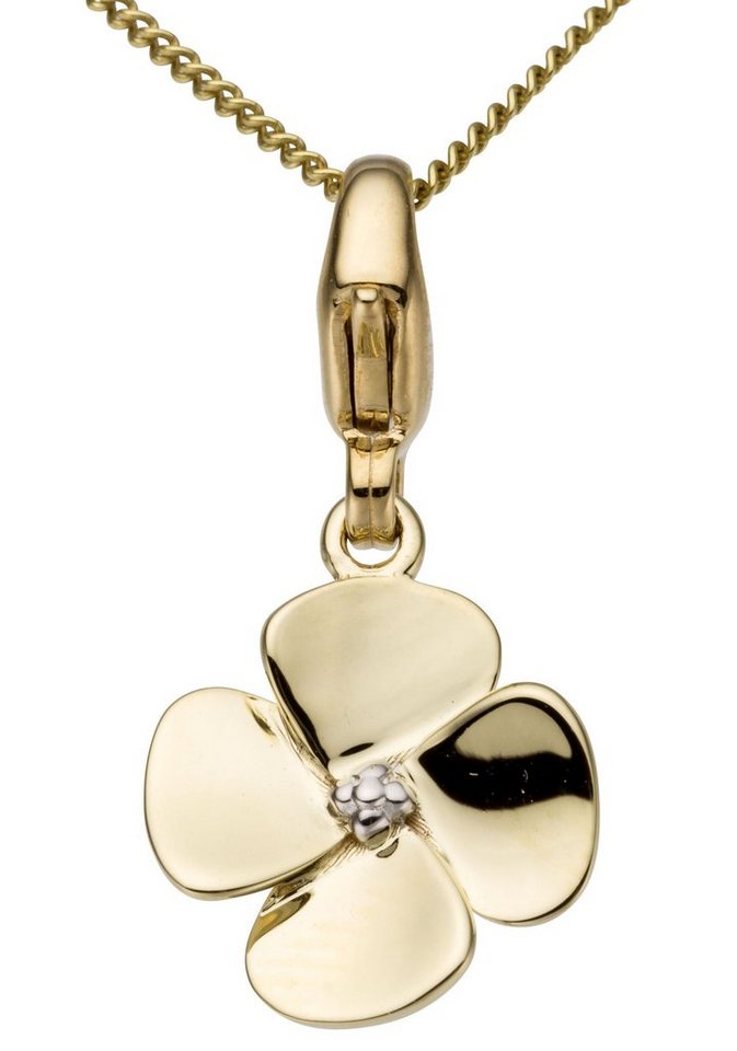 Firetti Charm Blume Schmuck Geschenk Gold 375 Halskette Charmarmband Gold-Charm Blume von Firetti