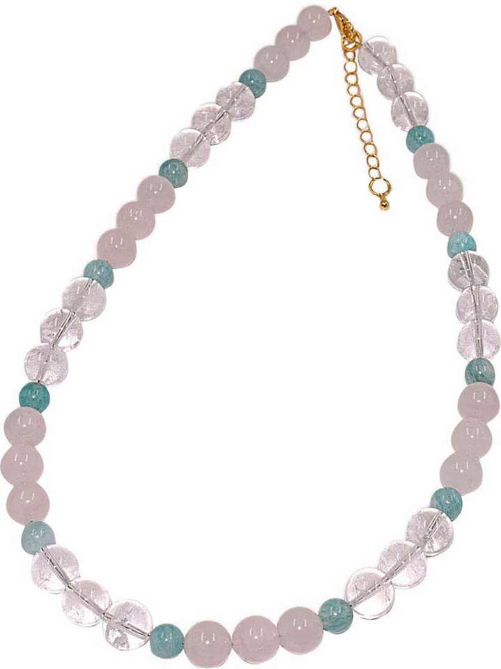 Firetti Collier Schmuck Geschenk Messing Halsschmuck Halskette Edelstein, Made in Germany - mit Bergkristall, Amazonit, Rosenquarz von Firetti