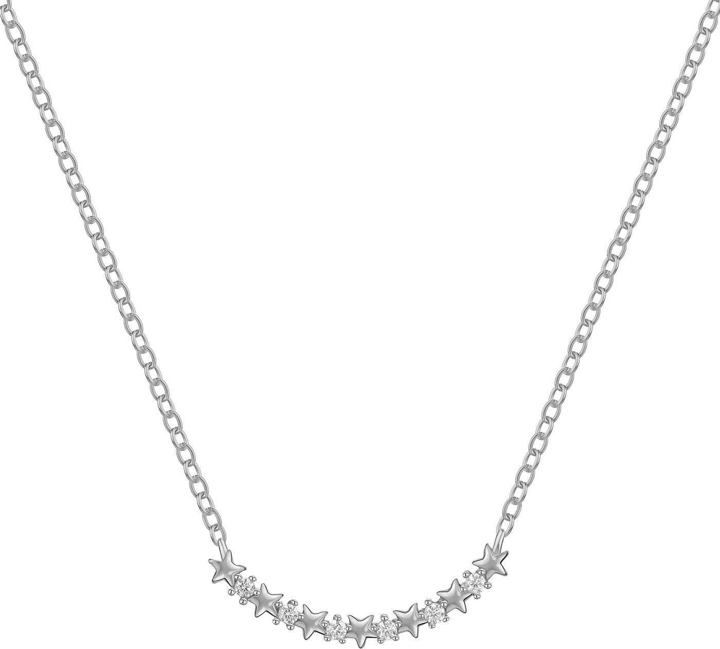 Firetti Kette mit Anhänger Schmuck Geschenk Silber 925 Halsschmuck Ankerkette Sterne, Made in Germany - mit Zirkonia (synth) von Firetti