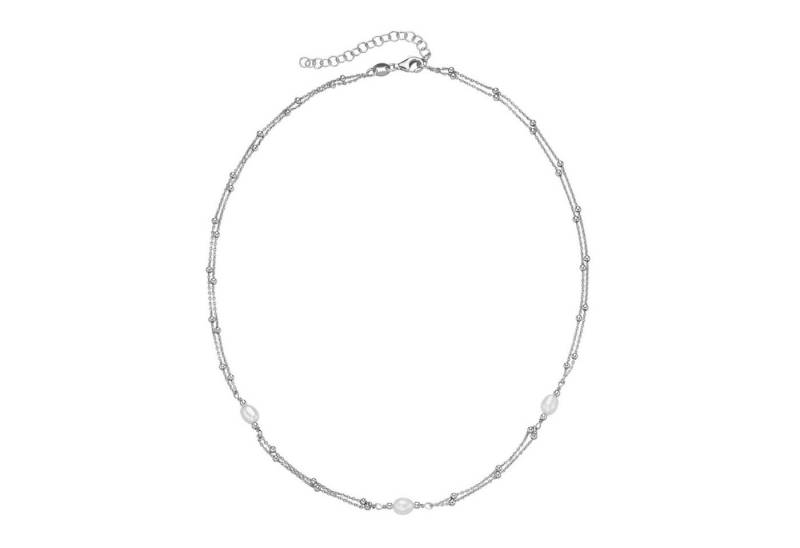 Firetti Collier Schmuck Geschenk Silber 925 Halsschmuck Ankerkette zweireihig Kugeln, mit Süßwasserzuchtperle von Firetti
