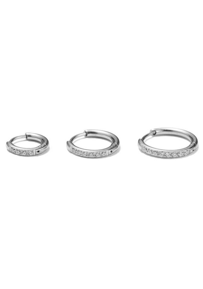 Firetti Creolen-Set Multipack Schmuck Geschenk Ohrschmuck Creolenset (Set, 3-tlg), Made in Germany - mit Zirkonia (synth) von Firetti