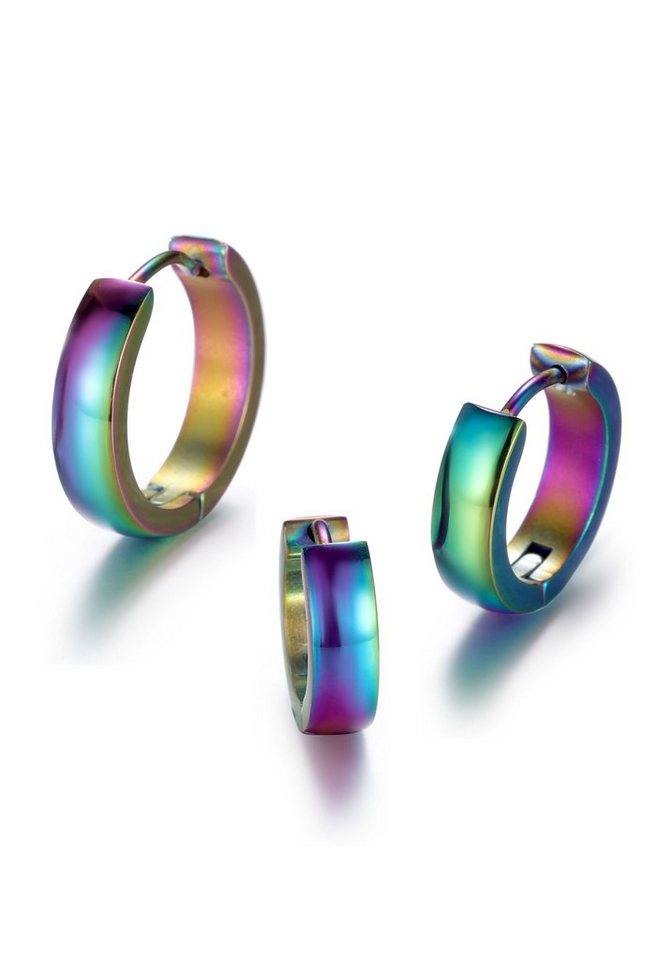 Firetti Creolen-Set Multipack Schmuck Geschenk Ohrschmuck Creolenset Regenbogen (Set, 3-tlg) von Firetti