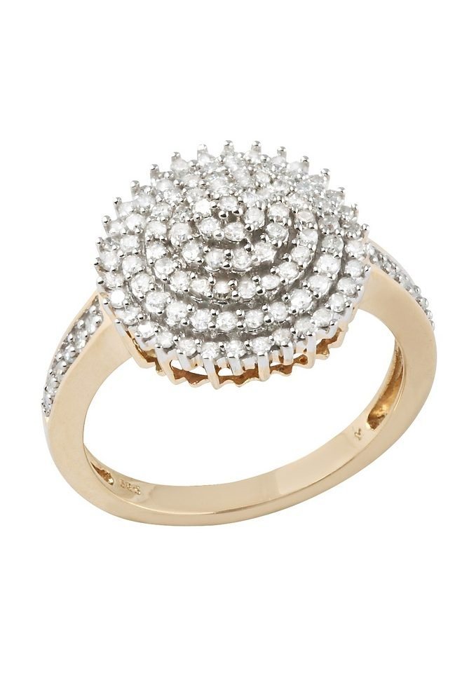 Firetti Diamantring Schmuck Geschenk Gold 585 Damenring Goldring Diamant Blume, mit Diamanten von Firetti