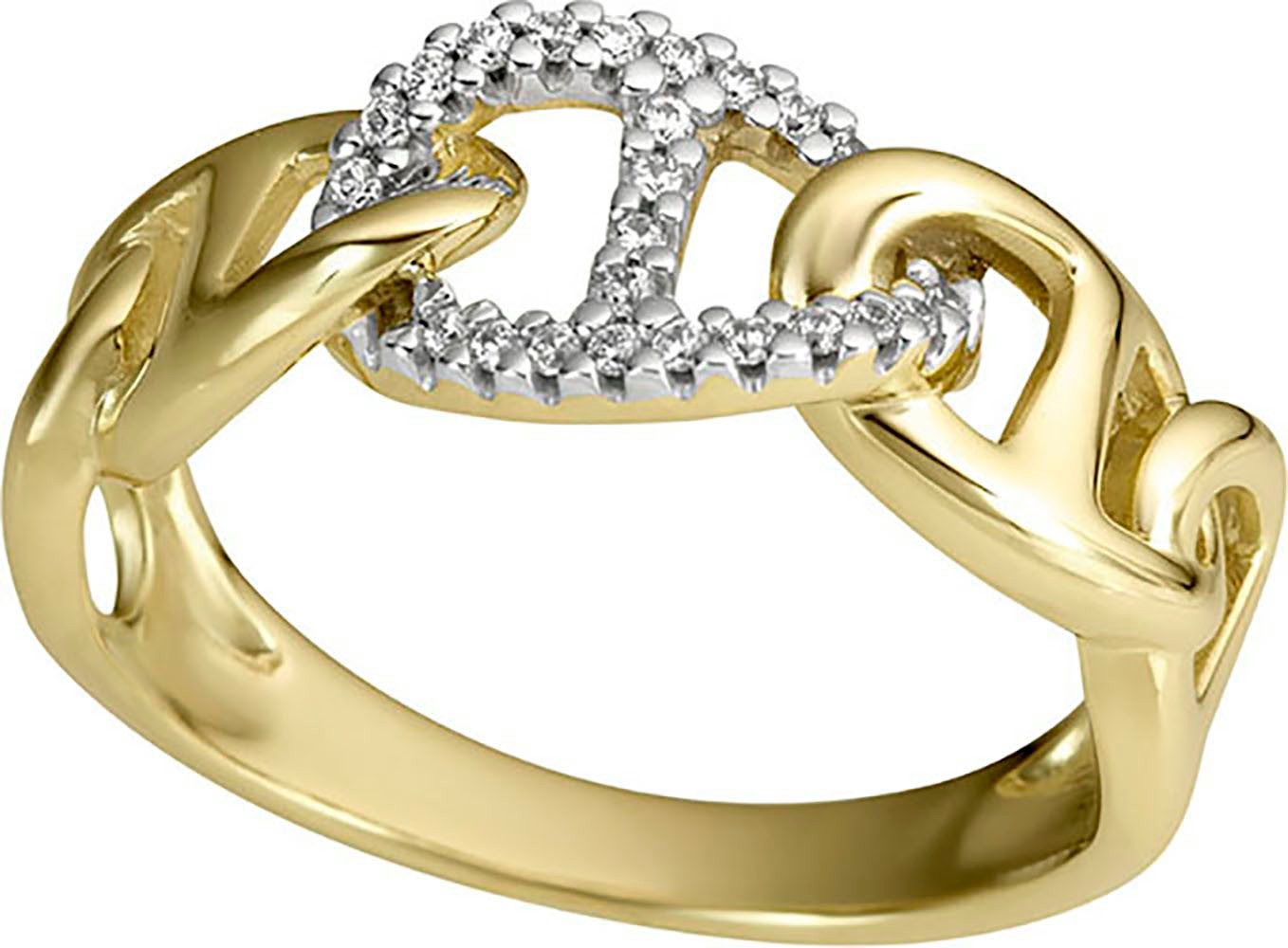 Firetti Diamantring Schmuck Geschenk Gold 333 Damenring Fingerring Kettenglieder Bicolor, mit Diamanten von Firetti