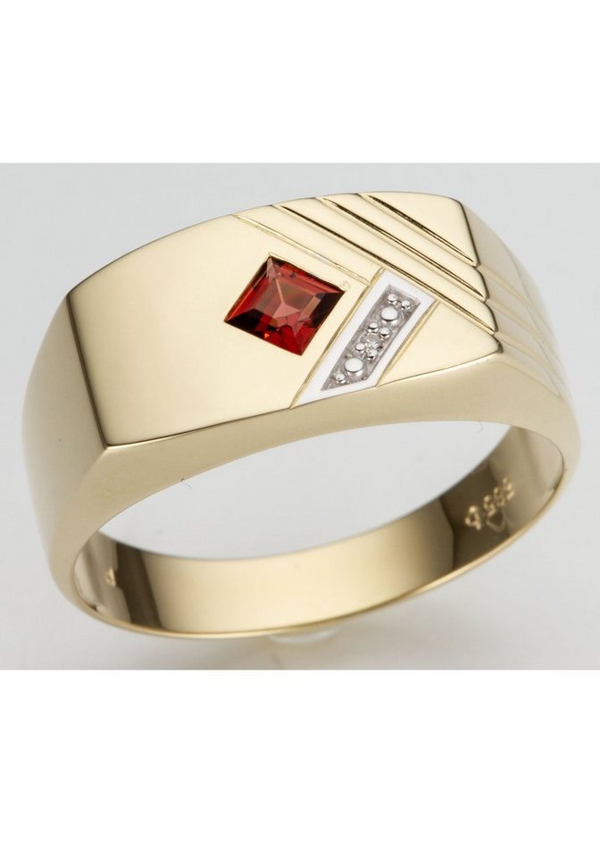 Firetti Diamantring Schmuck Geschenk Gold 585 Damenring Verlobungsring Goldring, mit Granat - mit Brillant von Firetti