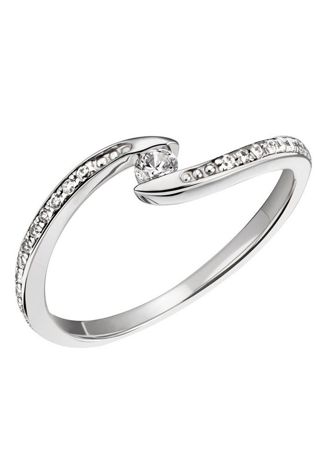 Firetti Fingerring Schmuck Geschenk Silber 925 Silberring Ring Welle glitzernd, mit Zirkonia (synth) von Firetti