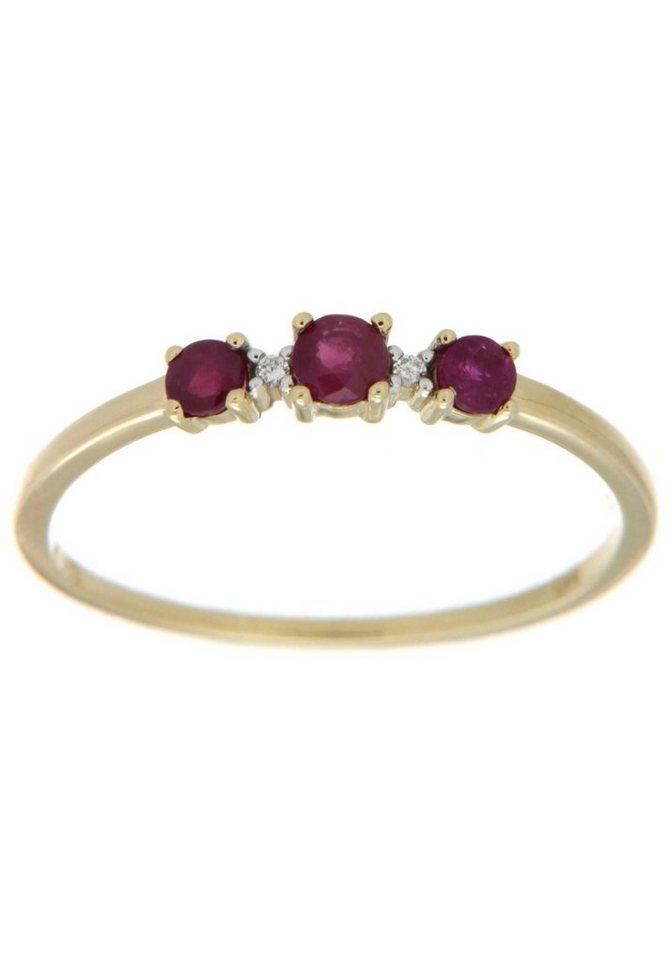 Firetti Fingerring Schmuck Geschenk Gold 333 Damenring Goldring Edelstein Farbstein Rubin, mit Rubin - mit Brillanten von Firetti