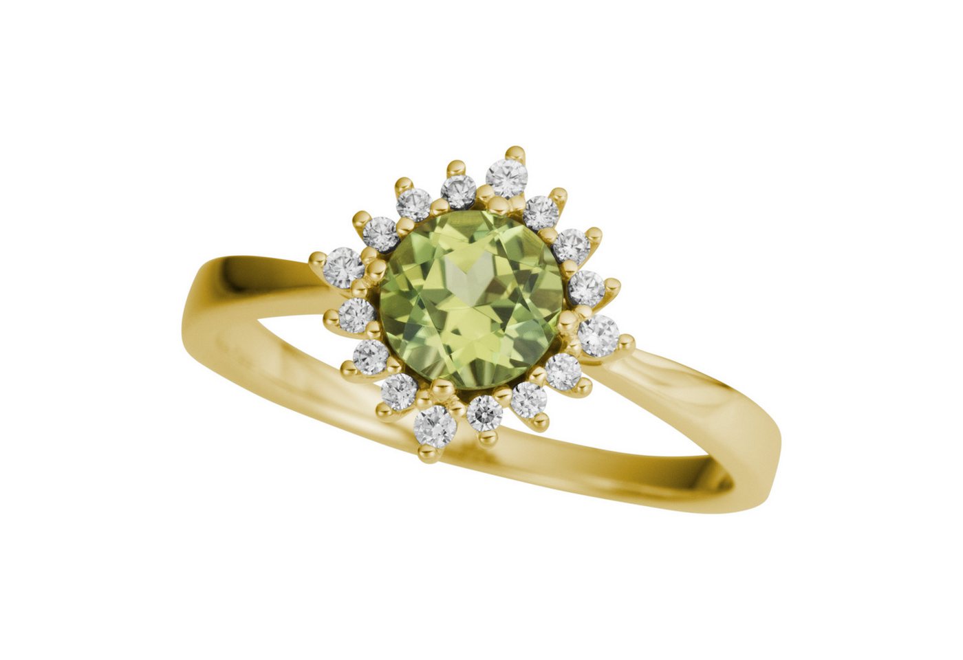 Firetti Fingerring Schmuck Geschenk Gold 333 Damenring Goldring Blume, mit Peridot - mit Brillanten von Firetti