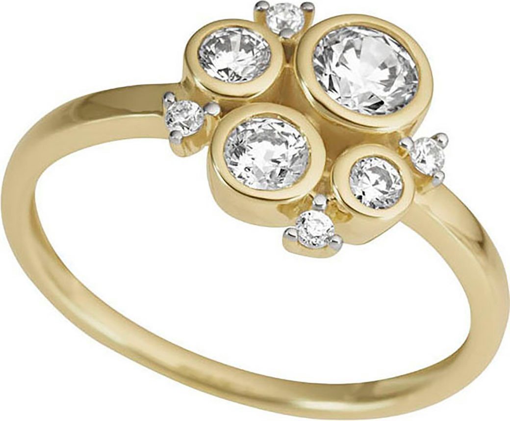 Firetti Fingerring Schmuck Geschenk Gold 333 Damenring Goldring Fantasie Kreise bicolor, mit Zirkonia (synth) von Firetti