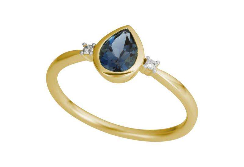 Firetti Fingerring Schmuck Geschenk Gold 333 Damenring Goldring Tropfen, mit London Blue Topas - mit Brillanten von Firetti