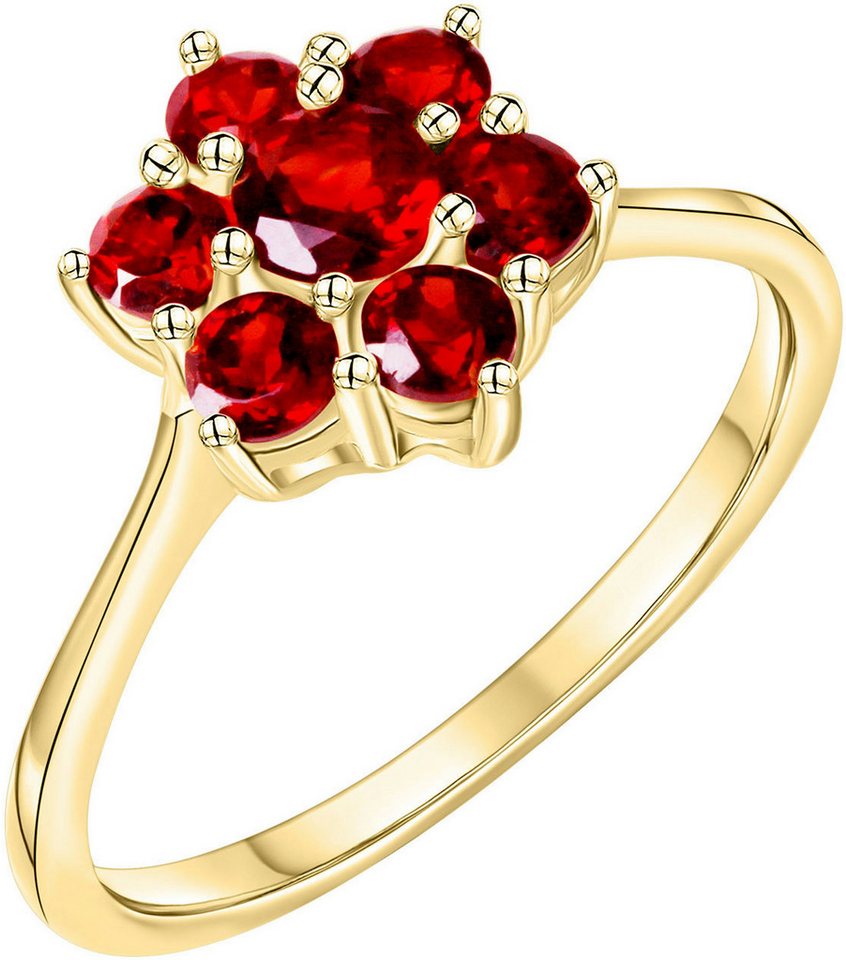 Firetti Fingerring Schmuck Geschenk Gold 333 Fingerring Damenring Blume, mit Granat von Firetti