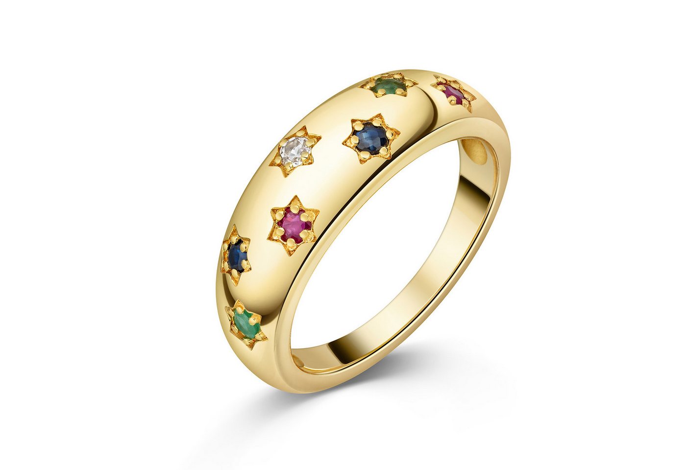 Firetti Fingerring Schmuck Geschenk Silber 925 Damenring Ring Blumen, mit Rubin, Saphir, Smaragd, Weißtopas von Firetti