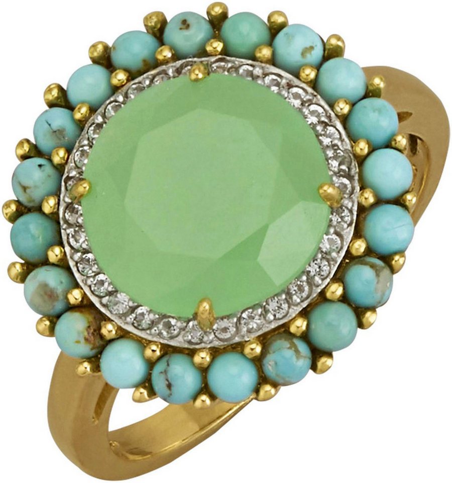 Firetti Fingerring Schmuck Geschenk Silber 925 Damenring Ring Kreis rund, mit Jade, Weißtopas, Türkis (behandelt) von Firetti