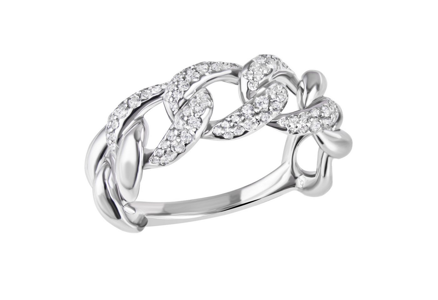 Firetti Fingerring Schmuck Geschenk Silber 925 Damenring Ring Panzerkette, mit Zirkonia (synth) von Firetti