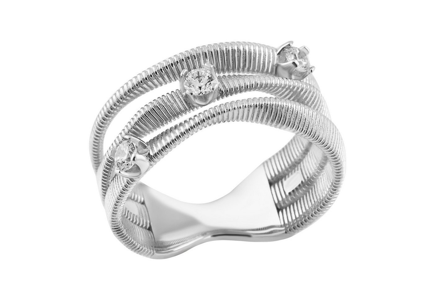 Firetti Fingerring Schmuck Geschenk Silber 925 Damenring Ring mehrreihig, mit Zirkonia (synth) von Firetti