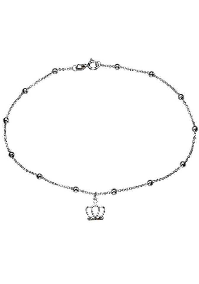 Firetti Fußkette mit Anhänger Schmuck Geschenk Silber 925 Körperschmuck Ankerkette, mit Zirkonia (synth) von Firetti