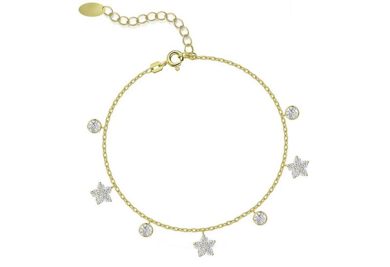 Firetti Fußkette mit Anhänger Schmuck Geschenk Silber 925 Körperschmuck Ankerkette Kreise Blumen, Made in Germany - mit Zirkonia (synth) von Firetti