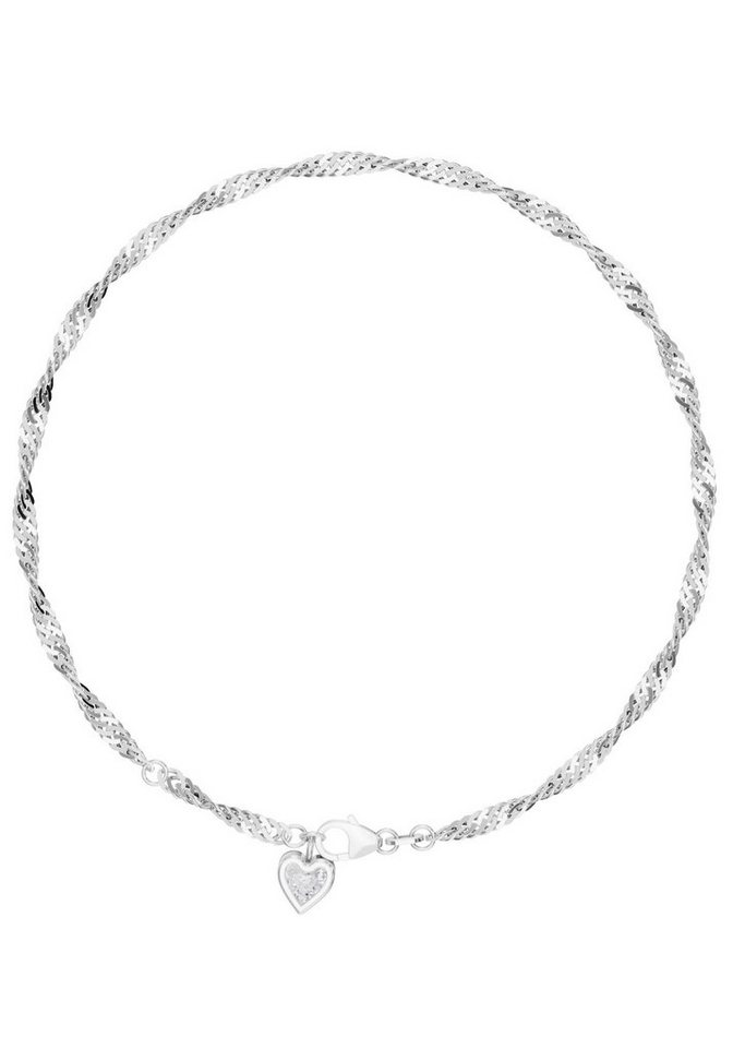 Firetti Fußkette mit Anhänger Schmuck Geschenk Silber 925 Körperschmuck Herz+LIEBE Singapurkette, mit Zirkonia (synth) von Firetti