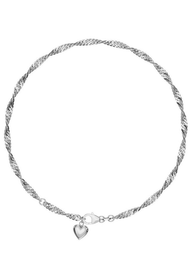 Firetti Fußkette mit Anhänger Schmuck Geschenk Silber 925 Körperschmuck Herz+LIEBE Singapurkette von Firetti